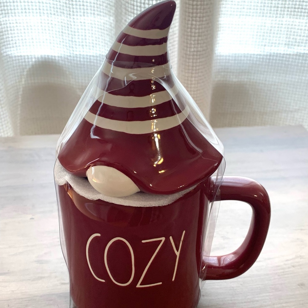 Rae Dunn COZY mug with gnome topper